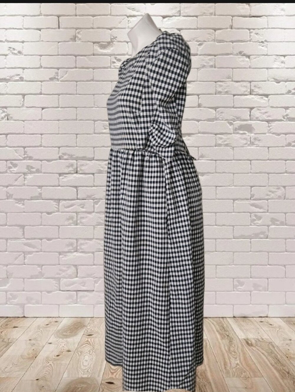 Topshop IBlue and White Gingham Cross Back Smock Midi Dress Size 8 - Picture 2 of 6